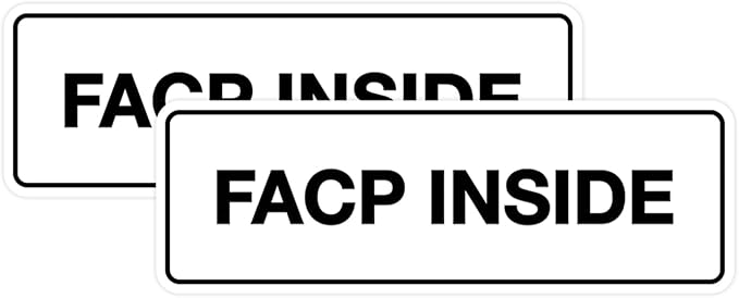 Signs ByLITA Standard FACP Inside Sign | Fire Safety Signage (White) - Large 2 Pack