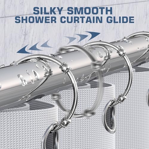 Shower Curtain Rings, 12 Pack Round Shower Curtain Hooks - Image 3