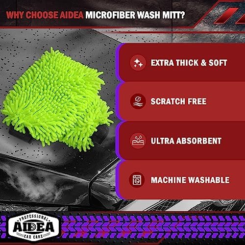 AIDEA Car Wash Mitt Microfiber, Car Wash Brush, 7.12''X10.14'' - Image 3