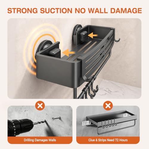 Lekesky Suction Cup Shower Caddy, No Drill Shower Shelf, Aluminum Rust Proof - Image 2