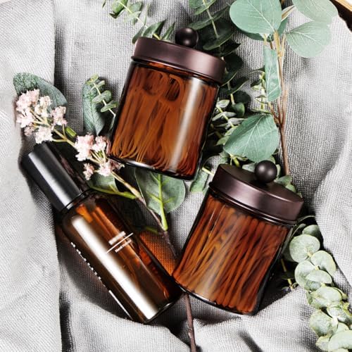 Amber Glass Qtip Holder, Apothecary Jars - Image 5