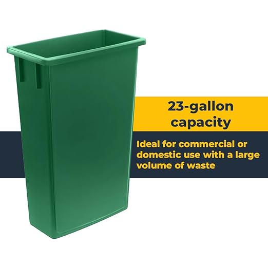 3 pack 23 Gallon Waste Bin with Swing Lid, Heavy-Duty Trash Can, Slim Rectangular Garbage Bin, Durable Waste Container, Recycling Bin, Plastic Wastebasket for Kitchen, Garage, Restaurants, Office