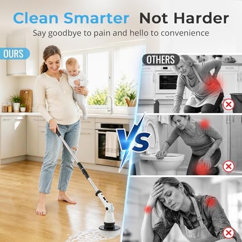 Electric Spin Scrubber, 3 Speeds 8 Heads Bathroom Cleaning Brush - Image 2