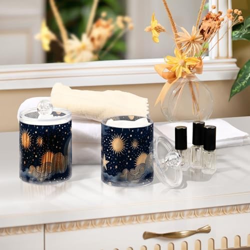 4 Pack Apothecary Jars Bathroom Stars and Moon Qtip Holder Dispenser Clear - Image 7