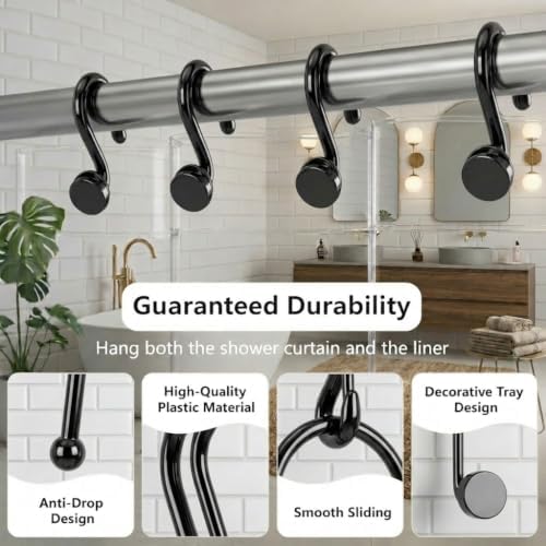Bathway Plastic Shower Curtain Hooks, Decorative Hooks - Image 4