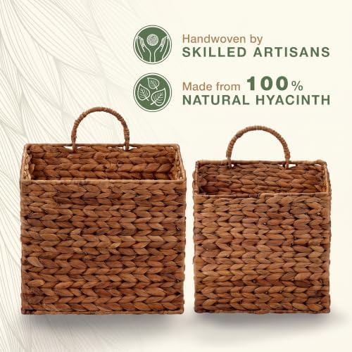 84ECO Set of 2 Brown Wicker Hanging Baskets - Image 6