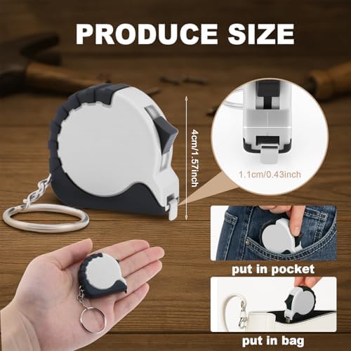 24 Pieces Mini Tape Measure Keychains 3 ft Small Retractable Measuring Tape - Image 2