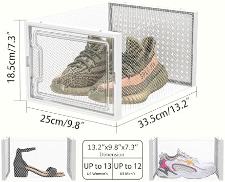 HOMIDEC XL Clear Shoe Storage Boxes, Stackable Shoe Organizer - Image 3