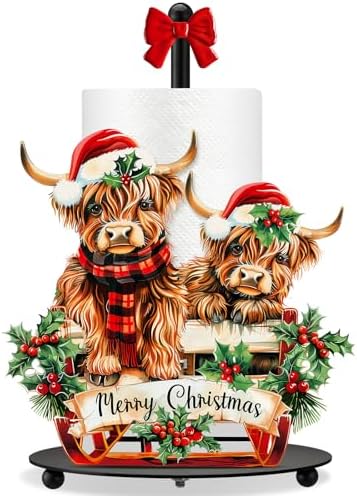 Chunful Christmas Highland Cow Paper Towel Holder by Chunful