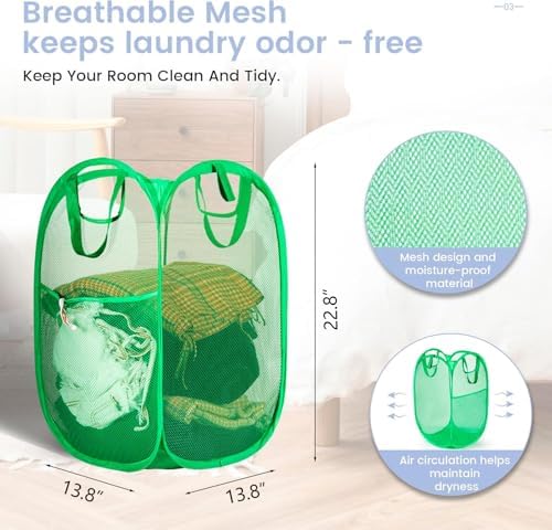 HOUSE AGAIN 2 Pack Strong Mesh Pop Up Laundry Hamper, 70L Collapsible Laundry - Image 2