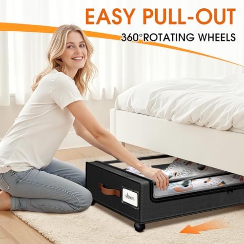 Under Bed Storage with Wheels 3Pack Storage Containers with Clear Window - Image 4