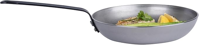 Restaurantware Fry Pan 1 Pack of 9.4 Inches Carbon Steel Non-Stick Searing Pan With Ergonomic Handle Silver For Sauteing and Omelets