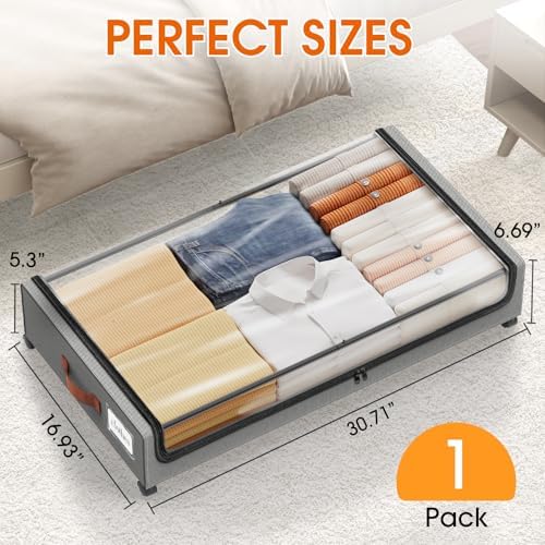 Under Bed Storage with Wheels 1Pack Storage Containers with Clear Window - Image 2