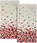 Pink Red Love Heart Hand Towels Pack of 2 Happy Valentine's Day Fingertip by Granbey