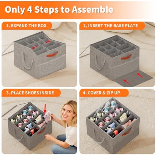 Aokeyee 2 Pack Shoe Organizer for Closet, Stackable Shoe Storage Box - Image 6