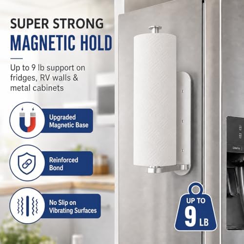 Magnetic Paper Towel Holder for Fridge-Great Adhesive Magnetic, One Hand - Image 2