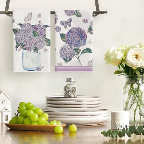 Artoid Mode Purple Hydrangea Vase Butterfly Spring Kitchen Towels Dish Towels - Image 2