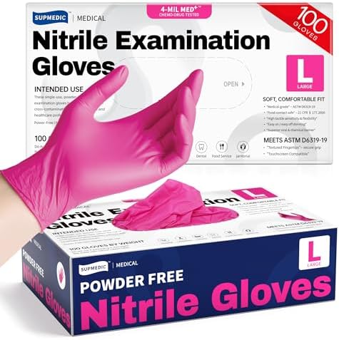 Supmedic Nitrile Exam Gloves, 4 Mil MED+ Powder-Free Latex-Free Cooking by Supmedic