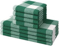 Mordimy 8 Pack Kitchen Towels and Dishcloths Set, Dark Green & White by Mordimy