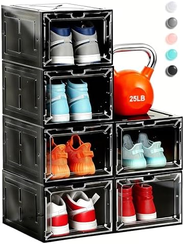 6 Pack Stackable Clear Shoe Boxes by Fraphil