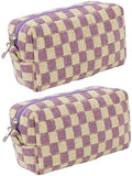 2 Pcs Checkered Cosmetic Bags for Women, Small Makeup Pouches by SxoSyo