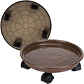 2 Pack Plant Caddy with Wheels,Round Potted Rolling Plant Stand with Wheels Heavy Duty Flower Pot Rack on Rollers Dolly Trolley Saucer Tray Pallet with Universal Wheels (14inch, Brown)
