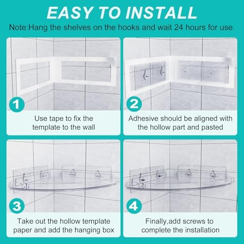 Acrylic Corner Shower Shelves, Adhesive Shower Caddy Organizer - Image 6