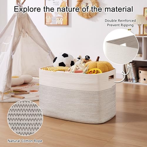 OIAHOMY 108L Extra Large Blanket Basket Dog Toy Basket Black/White - Image 5