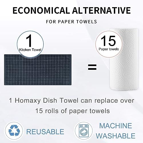 Homaxy 100% Cotton Terry Kitchen Towels, 7 Pack, Dark Grey - Image 7