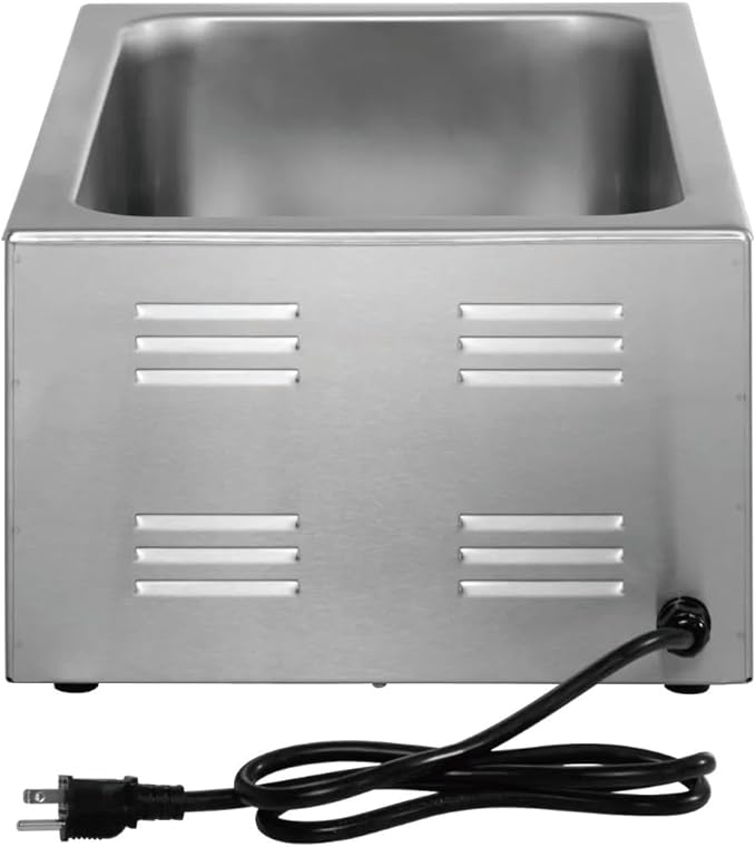 Kratos Commercial Electric Countertop Food Warmer with Two Half Size Hotel Pans and Slotted Lids, 120V, 1200 Watts, Stainless Steel Portable Food Warmer with Pans