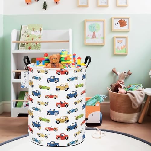 Round Collapsible Cartoon Car Laundry Hamper - Image 6