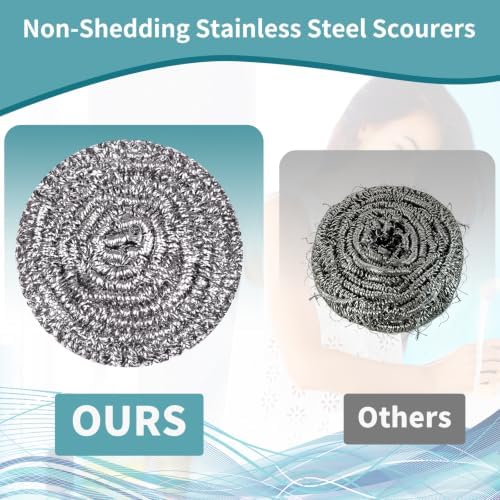 12Pcs Steel Wool Scrubber Pads for Cleaning Dishes, Sinks - Image 3
