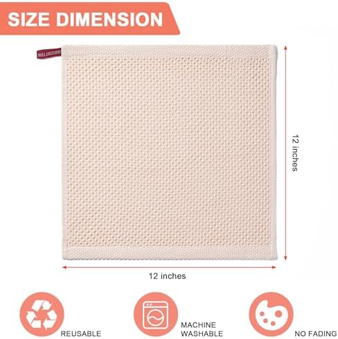 Kitchen Towels 6-Pack Kitchen Dish Cloths, 100% Cotton, 12x12 In - Image 2