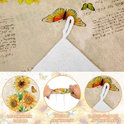 Bencailor 6 Pcs Sunflower Kitchen Towels Decorative Sets Dish Towels Absorbent - Image 5