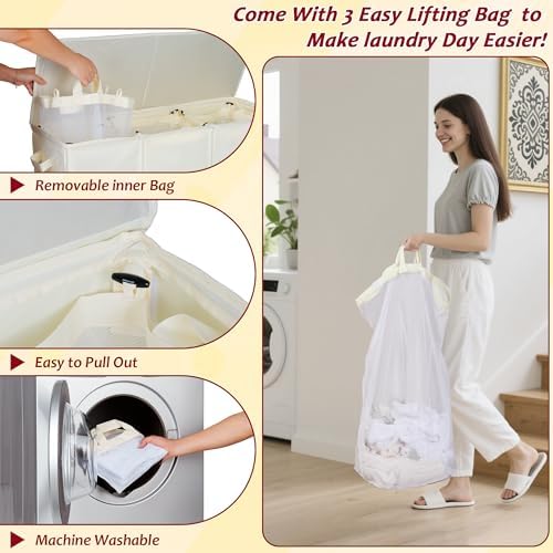 135L Laundry Hamper 2 Section, Large Laundry Hamper - Image 5