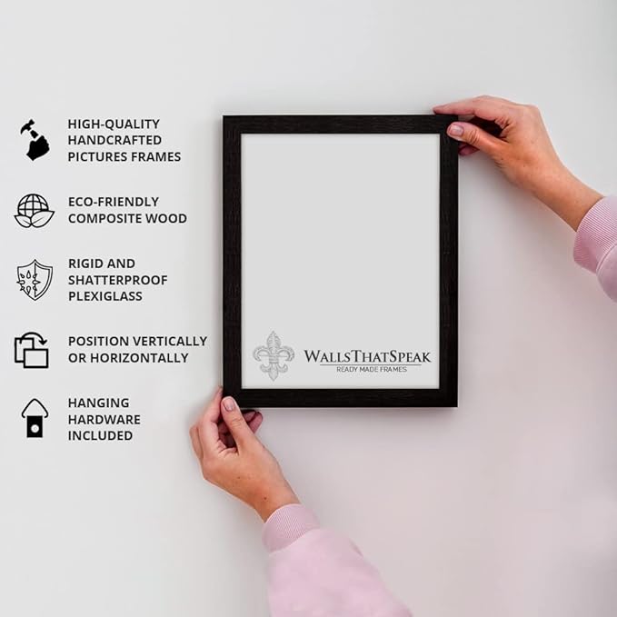 wallsthatspeak 13x18 Slate Gray Picture Frame for Puzzles Posters Photos or Artwork