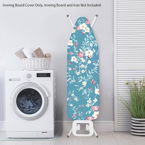 Blue Cute Floral Thick Padding Ironing Board Covers Soft Durable Stain - Image 3