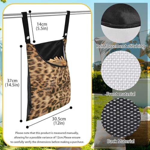 Brown Leopard Print Clothespin Bags Moon Space-Saving Clothespin Storage Hanger - Image 6