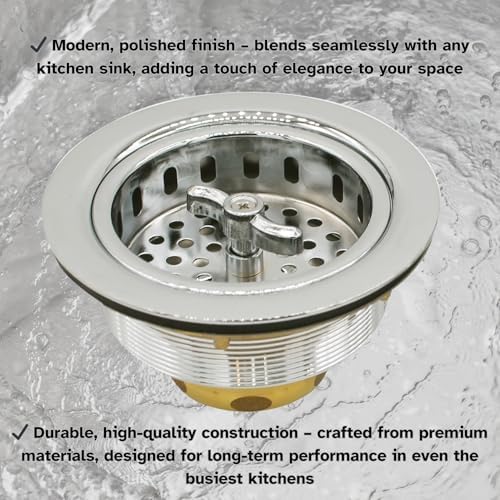 Westbrass A213-05 3-1/2" Wing Nut Twist Style Large Kitchen Sink Basket Strainer - Image 6