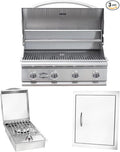 Bullet by Bull Stainless Steel Outdoor Kitchen Set - Built-In Liquid Propane Grill, Perfect for Entertaining -BBQ Kitchen Isl& Bundle - Includes 4 Burner Grill, Single Access Door & Side Burner