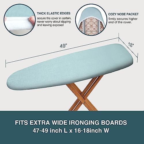 Ironing Board Cover and Pad 18x49， Extra Wide Thick Iron Padding, Scorch and - Image 5