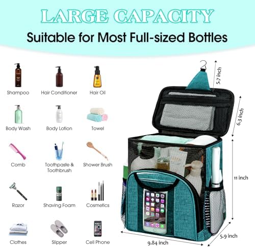 Attmu Mesh Shower Caddy Portable Dorm Room Essentials, Toiletry Tote Bag - Image 2