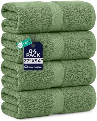 DAN RIVER 600 GSM Cotton Large Bath Towels Set of 4, 27 x 54 Inches by DanRiver
