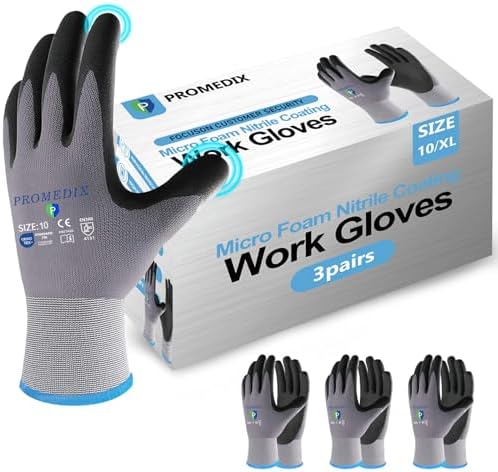 PROMEDIX P Nitrile Coated Work Gloves, MicroFoam Safety Work Gloves Men by PROMEDIXP