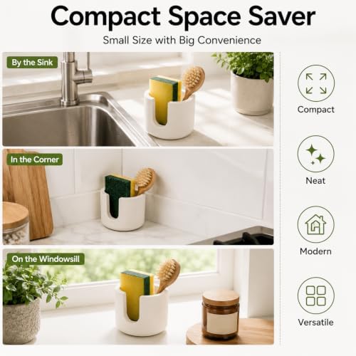 Diatomite Stone Sponge Holder, Compact Sponge Caddy - Image 4