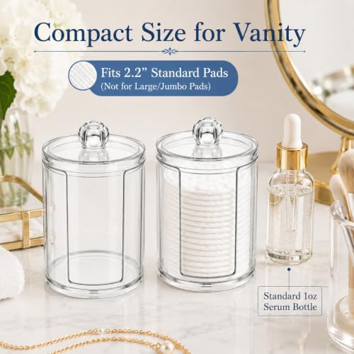 2 Pcs Cotton Round Holder with Lid Plastic Pad Dispenser - Image 3