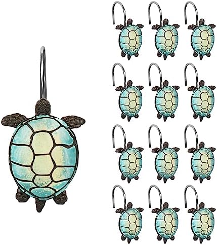 Sunlit Sea Turtle Shower Curtain Hooks, Home Decorative Shower Curtain Rings by Sunlit