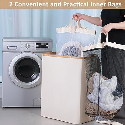 IEGrow Laundry Hamper with Lid, 150L Laundry Basket with 2 Mesh Bags - Image 5