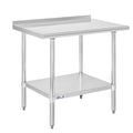 Profeeshaw Stainless Steel Prep Table NSF Commercial Work Table with Backsplash and Undershelf for Kitchen Restaurant 36x30 Inch