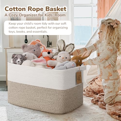 Goodpick 75L Extra Large Woven Rope Blanket Basket, Light Brown - Image 2